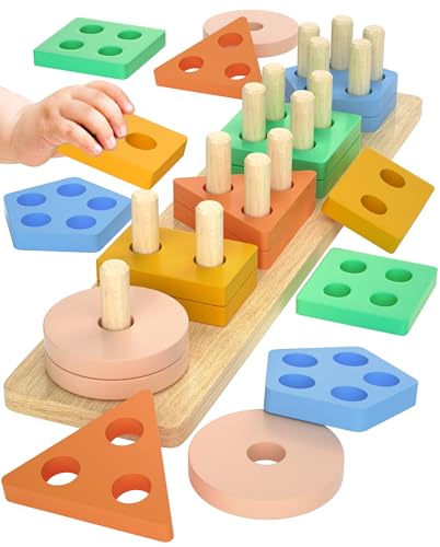 Uping Giochi Bambini 1 Anno Giochi Montessori 2 Anni Costruzioni per Bambino Educativi Puzzle in Legno Regalo Bimba Bimbo