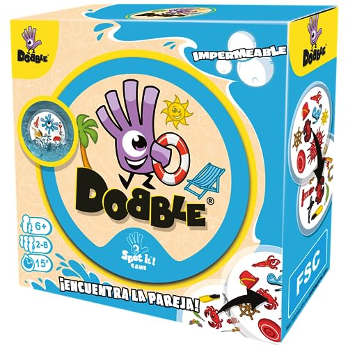 Asmodee ADE0ASDO007 Dobble Waterproof - Gioco di carte impermeabile - Lingua Spagnola