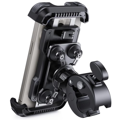 Lamicall Supporto Telefono Moto Antivibrazione - [Doppio Ammortizzatore] 360° Rotazione, Universale Manubrio Supporto Cellulare Bicicletta per iPhone 16 15 14 13 12 Serie, Xiaomi, 4.7-6.8