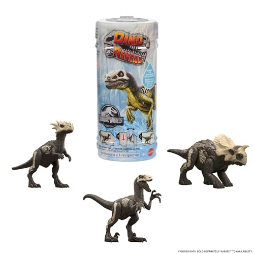 Mattel Jurassic World - Rivelazione del Dinoasuro a Sorpresa, scopri Il dinoasuro e immergilo in Acqua Calda per rivelare la Decorazione Completa, Giocattolo per Bambini, 4+ Anni, JDC52