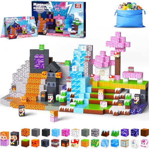 ECHOBUY Costruzioni Magnetiche per Bambini 150 Pezzi Blocchi Magnetici, Cubi Magnetici Giochi per Bambini Montessori3 4 5 6 7 8 9 10 Anni Regali di Compleanno Natale