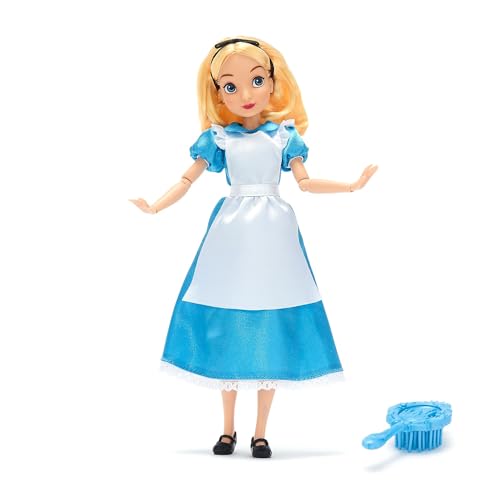 Disney Store Official Bambola Classica Alice, Alice nel Paese delle Meraviglie, 29 cm, Bambola snodabile con Abito in Raso; Spazzola Giocattolo Inclusa. Prodotto Adatto per Bambini dai 3 Anni in su