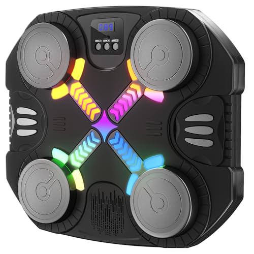 Esnowlee Macchina da Boxe Musicale, Set da Boxe Bluetooth Ricaricabile,Musicale da Parete con 3 modalità, Guantoni Inclusi, Regalo per Bambini e Bambine (Nero)