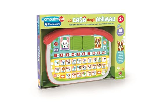 Clementoni - Computer Kid La Casa degli Animali, Gioco Educativo Bambini 2-4 Anni, 16 attività, Impara Lettere Numeri Animali Habitat e Musica, con Finestra Interattiva, Lingua Italiana, 16490