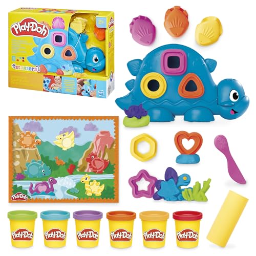 Play-Doh Hasbro, Starter Set Dinosauro Forme e Colori, Arti e Mestieri Creativi per Bambini e Bambine dai 2 Anni in Su, Ottima Idea Regalo di Natale, Include 6 Vasetti di Pasta Modellabile e Accessori