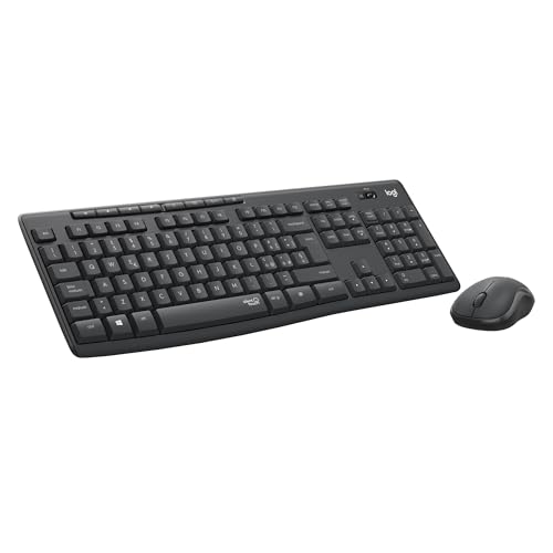 Logitech MK295 Silent Wireless Combo tastiera e mouse con tecnologia SilentTouch, tastierino numerico, tracciamento ottico avanzato, wireless senza ritardi, 90% di rumore in meno, ITA QWERTY - Grigio