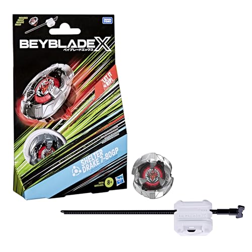 Hasbro Beyblade X, Set Starter Pack Shelter Drake 7-80GP BX con Trottola e Lanciatore