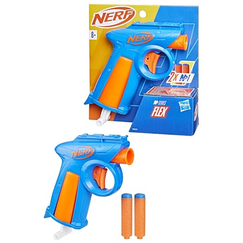 Hasbro Nerf N Series Blaster Flex, Blaster di Plastica con 2 Dardi Nerf N1 Compatibili con i Lanciatori Nerf N Series, Azzurro e Arancione, Giocattolo per Bambini e Bambine dagli 8 Anni in Su