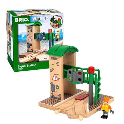BRIO World – Doppio Semaforo con Operatore | Accessorio Pista In Legno Per Bambini | Treno Brio Bambini 3 Anni O Più | Idee Regalo | Regalo 3 Anni