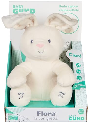 GUND Flora Coniglietto Peluche Interattivo, Canta e Parla in Italiano, Muove Le Orecchie, 30.5 cm, 10+ Mesi