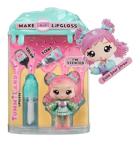 Yummiland Lip Gloss Doll - Susie Sour Straw - Include Kit di Lucidalabbra Fai da te, Età 4+