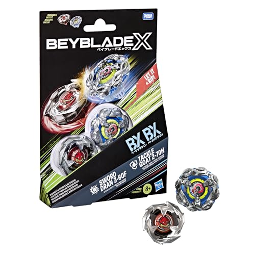 Hasbro Beyblade X, Tackle Goat 2-70N e Sword Dran 3-60F, Set Dual Pack