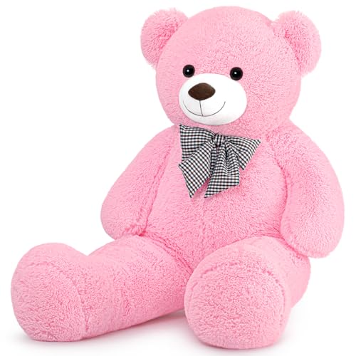 Sausudols XXL Orsacchiotto Orso di Peluche 120 cm di Altezza Giganti Orso Peluche per Fidanzata Teddy Bear Regalo per Compleanno Natale e San Valentino Rosa