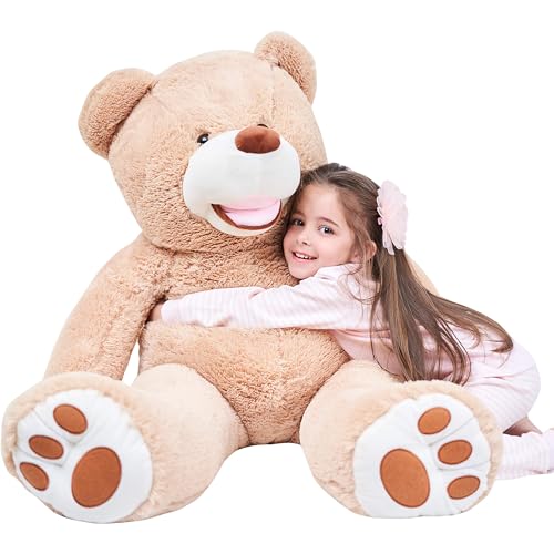 IKASA Orso Teddy Gigante con Grandi Orme Morbido Felpato Giocattolo Ripieno Animali (Marrone, 100cm)