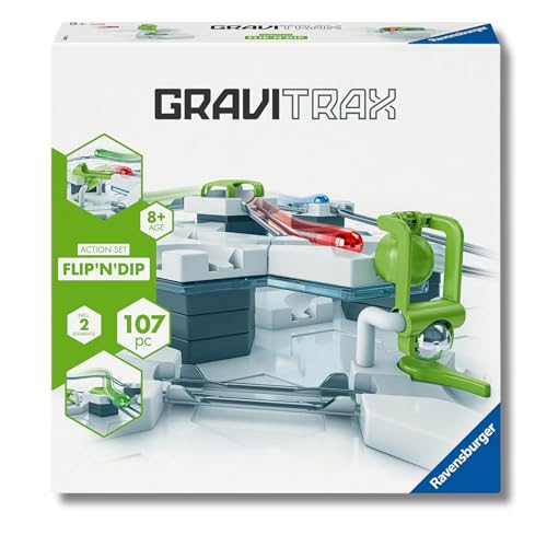 Ravensburger - Gravitrax Actionset FlipnDip | Pista Biglie Con 107 Pezzi | Rompicapo Bambini Con Le Biglie | Giochi Bambino 8 Anni Maschio | Giochi Per Bambini Compatibili Con Tutti I Gravitrax