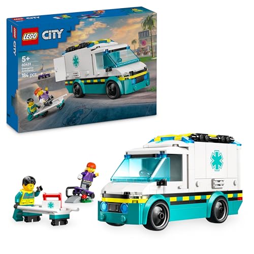 LEGO City Ambulanza di Emergenza Giocattolo con 2 Minifigure - Giochi Educativi per Bambini e Bambine da 5 Anni in su - Idee Regalo per l'Apprendimento per Compleanni e Feste - 60451