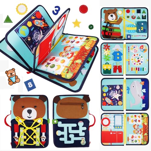 HappyKidsClub Busy Board, Giochi Montessori 1 2 3 4 Anni Regalo Bambino 1-4 Anni Giochi Bambini 1 2 3 4 Anni Pannello Sensoriale Bambini Montessori 1 2 3 Anni Busy Book