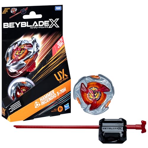 Beyblade X, Starter Pack, Hammer Incendio 3-70H UX con trottola e Lanciatore