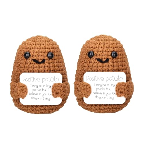 DealKits Pocket Hug Positive Potato, divertenti giocattoli di peluche per maglieria bambola di patate positive, portafortuna incoraggiatore per amiche/famiglia/donne (confezione da 2)