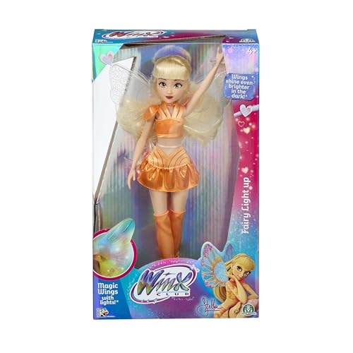 Winx – Stella Fata Ali Luminose, Bambola 27 cm, Look da Fata del Sole, Snodata, Giocattolo per Bambina e Bambini dai 4 Anni in su