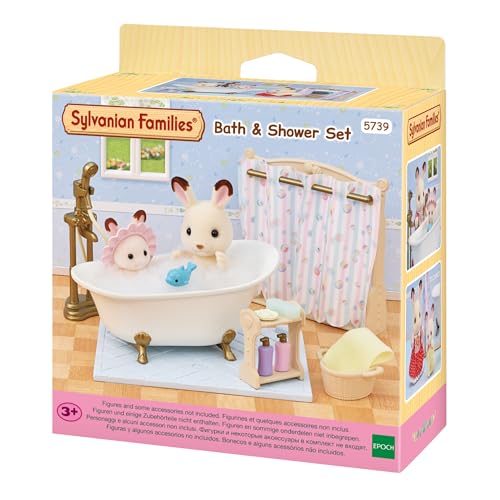 Sylvanian Families - Set Vasca e Doccia Completo – Mobili per Bagno in Stile Antico con Accessori Realistici – Modello 5739
