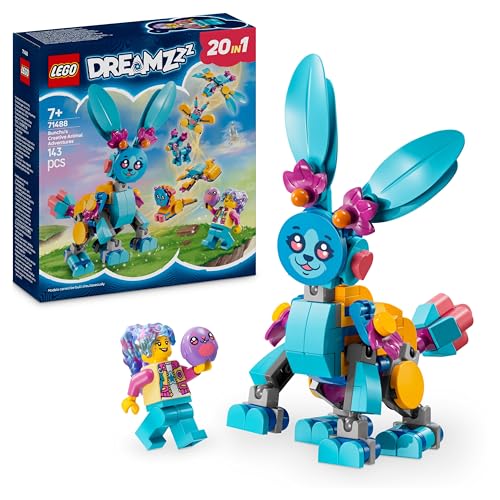 LEGO DREAMZzz Avventure Animali Creative di Bunchu, Giochi di Fantasia Trasformabili 20 in 1 per Bambine e Bambini da 7 Anni con Coniglio Giocattolo, Gatto, Elefante, Tartaruga e Altre Figure 71488
