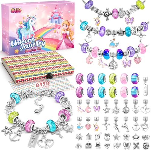 BIIB Regalo Bambina 5 6 7 8 9 10 Anni, Unicorno Bambina Regalo Kit Braccialetti Fai Da Te, Idee Regalo Natale, Perline per Braccialetti, Calendario Avvento Regalo Compleanno