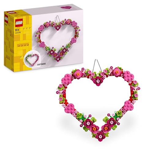 LEGO Cuore Ornamento Giocattolo - Kit di Arti e Mestieri - Modello Artistico da Esposizione con Fiori, Foglie e Cuoricini - Regalo di Compleanno per Bambine e Bambini da 9 Anni in su - 40638