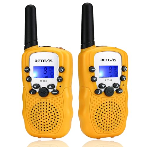 Retevis RT388 Giocattoli Bambini, Walkie Talkie Bambini con Serratura a Chiave, VOX, Natale Regalo da Esterno per Bambino di 4-12 Anni per Attività Esterna, Interna, Festival (Giallo, 1 Paio)