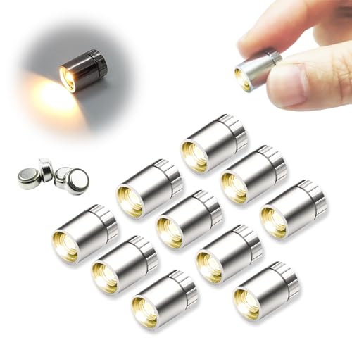 10 luci LED in miniatura per artigianato/fai da te, luci in miniatura alimentate a batteria per casa delle bambole/blocchi di costruzione giocattolo (Bianco caldo)
