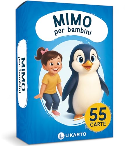 Mimo per bambini – Gioco carte divertente di mimica da 4, 5, 6, 7, 8, 9 anni – Gioco di indovinelli per tutta la famiglia – Per giocare all’aperto e in casa – Idea regalo per bambine e bambini