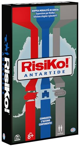 EDITRICE GIOCHI, Risiko! Antartide, Gioco di Strategia, 2 Giochi in Scatola in 1 per Sfide tra Amici e in Famiglia, Giochi da Tavolo per Adulti e Bambini, Espansione di Risiko e Gioco Singolo, 8+ Anni