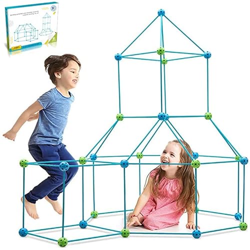 140 PCS Kit di costruzione del forte per bambini Gioco Costruzioni Castelli Tenda Razzo Torre Fai da Te 3D Puzzle Blocchi Bastoni Giocattoli Educativi Regalo Natale per Bambini Ragazzi