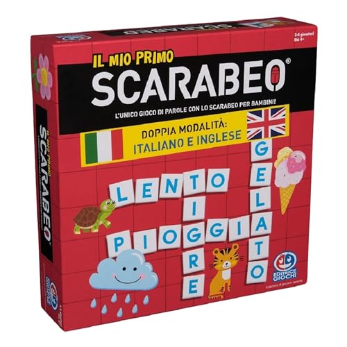 Editrice Giochi, Il Mio Primo Scarabeo Edizione Italiano-Inglese, Gioco da Tavolo, Gioco per Apprendimento di Lettere e Parole, Giochi da Tavolo per Bambini, da 2 a 4 Giocatori, 4+ Anni