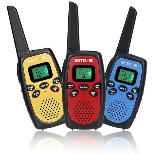 Retevis RT628S Walkie Talkie Bambini, RT628(2.0) Woki Toki, modalità Provvisoria, Walkie Talkie Bambina per Giochi di Famiglia, Campeggio, Avventura, Regalo (3 Pezzi)