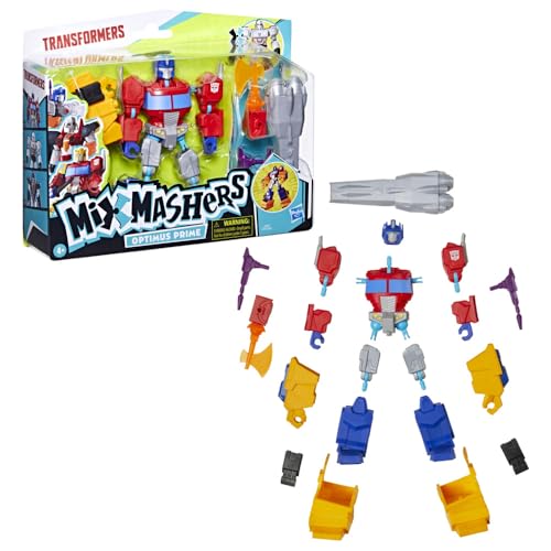 Transformers MixMashers, Optimus Prime, action figure e accessori deluxe personalizzabili da mischiare e abbinare
