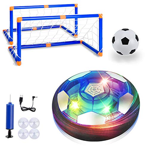 SUNACE Pallone Calcio Fluttuante – Air Power con 2 Porte Floating Air Soccer con Luce a LED Interno All'aperto Giochi Compleanno Natale Regali per Bambini