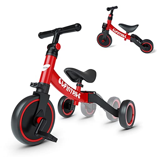 besrey Tricicli 5 in 1 Triciclo per Bambini da 1 a 5 Anni,Triciclo Senza Pedali,Bicicletta Senza Pedali,Rosso