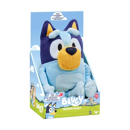 Rocco Giocattoli | Bluey Plush con Funzioni - Peluche parlante da 33cm in 3 lingue differenti (Italiano, Spagnolo, Portoghese) morbidissimo