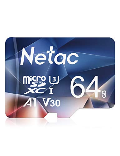 Netac 64 GB Scheda Micro SD, Scheda di Memoria A1, U3, C10, V30, 4K, 667X, UHS-I Velocità fino a 100/30 MB/sec(R/W) Micro SD Card per Telefono, Videocamera, Switch, Tablet