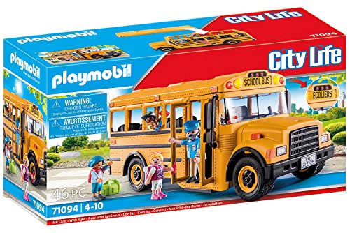 PLAYMOBIL City Life 71094 US School Bus, Autobus Giocattolo con Luce Lampeggiante, Giocattoli per Bambini a Partire dai 4 Anni