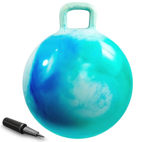 AMFUN Pallone da Salto, Planet Palla da salto, Spazio Tramoggia con Pompa, per bambini dai 3 agli 8 anni, diametro 55 cm, Blu Verde