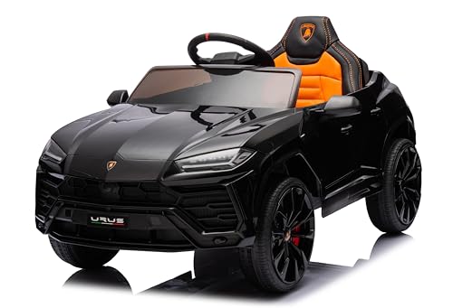 Macchina Elettrica per Bambini Lamborghini Urus 12v Full Optional con Sedile in Pelle e Tappetini Auto Elettrica per Bambini con Telecomando Nero