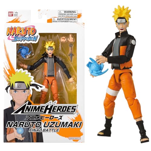 BANDAI - Anime Heroes - Figura Naruto Uzumaki (Final Battle) - Licenza Naruto Shippuden - Figura Manga Anime Heroes 17 cm - Figurina Naruto snodata - Giocattolo per bambini dai 4 anni in su - 36964