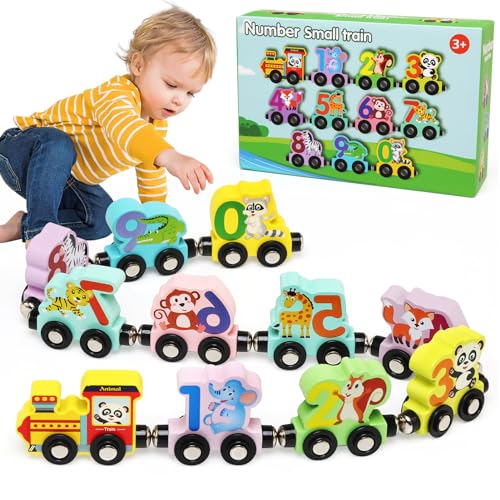 Ballery Trenino Giocattoli Educativi Montessori in Legno, Giochi Montessori di Numero 0-10, Giochi Legno per Bambini 1-4 Anni