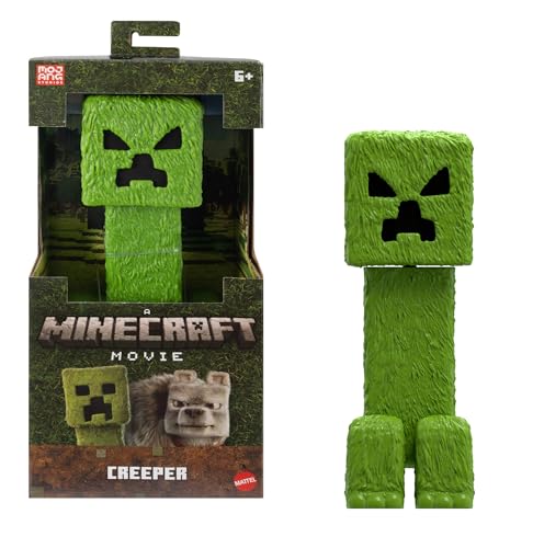 Mattel Minecraft - Creeper, action figure snodata da 30+ cm, personaggio di grandi dimensioni da collezione ispirato al film e al videogioco, giocattolo per bambini, 6+ anni, JFR66