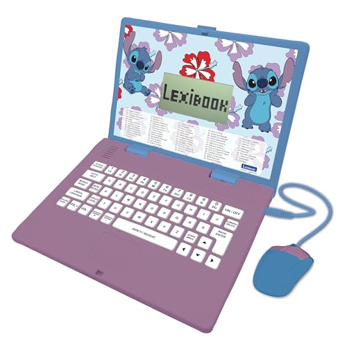 Lexibook, Disney Stitch, Computer educativo bilingue Italiano/Inglese, Giocattolo per Bambini con 124 attività e Giochi di Lingua, Scrittura, Matematica, logica, Musica