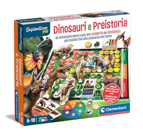 Clementoni - 16599 - Sapientino più - Quiz su Dinosauri E Preistoria - Gioco da Tavolo Educativo per Bambini dai 6 Anni (Gioco in Italiano), Made in Italy