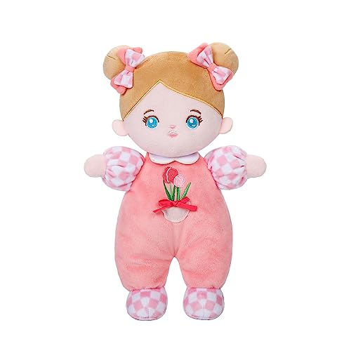 OUOZZZ Giochi Bambini 1 Anno - Bambola di Pezza Peluche Morbida e Sicura per Bambina, Bambola con Occhi Blu, Gioco Bimbo 1 Anno, Regalo Perfetto per 1-3 Anni, 25cm Rosa