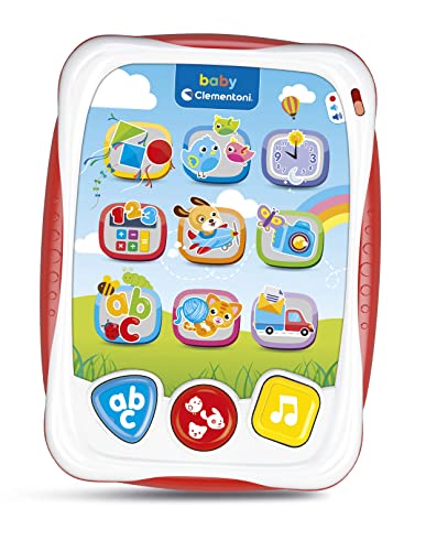 Baby Clementoni - Il Mio Primo Tablet Parlante, Gioco Interattivo con Luci e Suoni, Bambini 12-36 Mesi, Insegna Numeri, Lettere, Forme e Versi degli Animali, Lingua Italiana, 17742